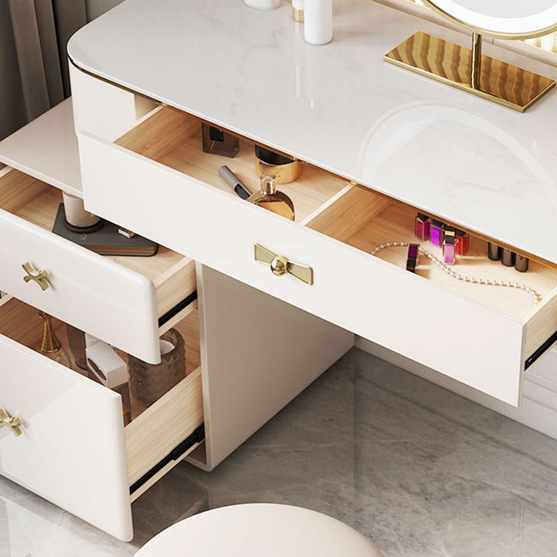 Glam Cream Makeup Vanity Table Dresser With Storage Drawers for Bedroom
