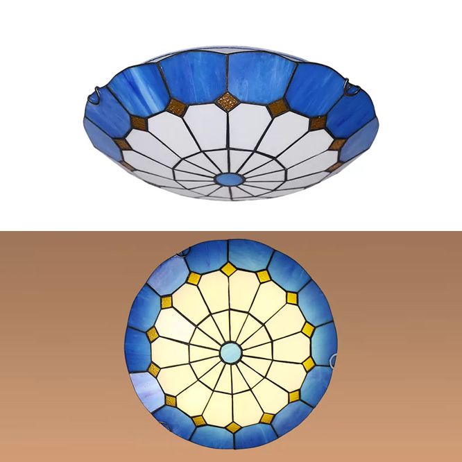 Plafonniers de chambre à coucher Tiffany, luminaire encastré floral à 2 lumières