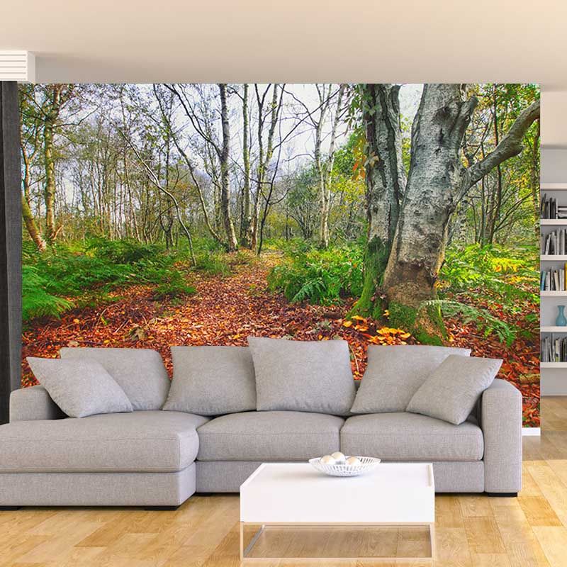 Fall Forest Mural Modern Murals Wallpaper for Living Room Moisture Resistant, Custom Size Available