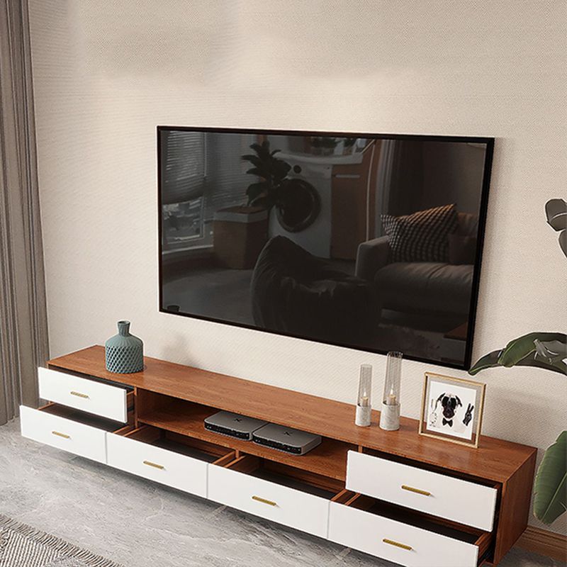 Wooden TV Stand Console Modern Minimalist Home Open TV Cabinet