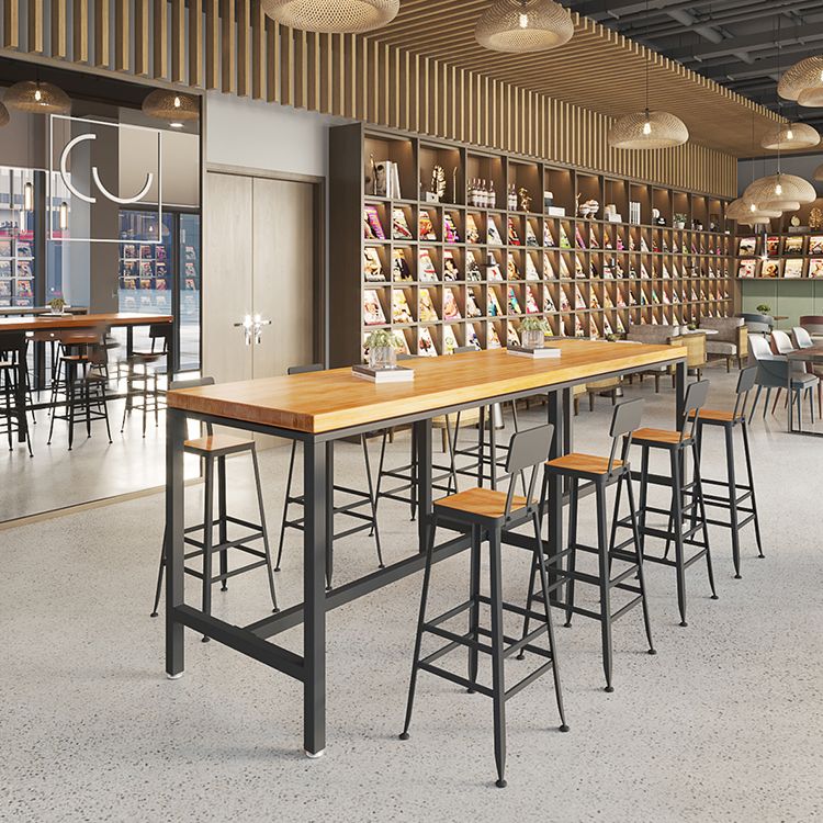 Wood Trestle Modern Bar Stool Table Natural Bistro Bar Height Cocktail Table