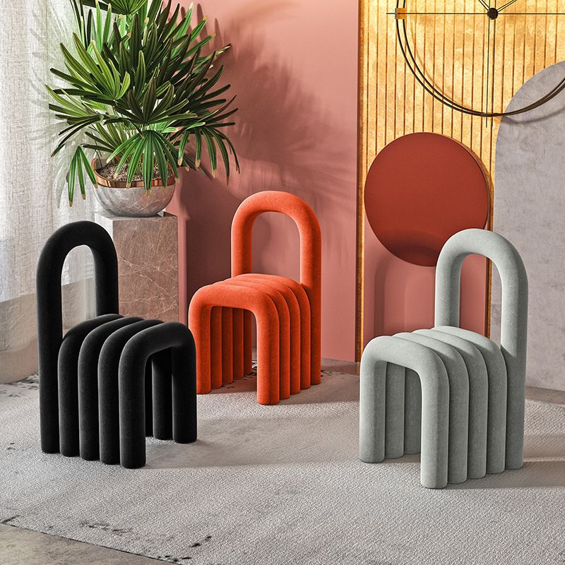 Contemporary Velvet Armless Dining Chairs Metal Dining Chair for Home Use