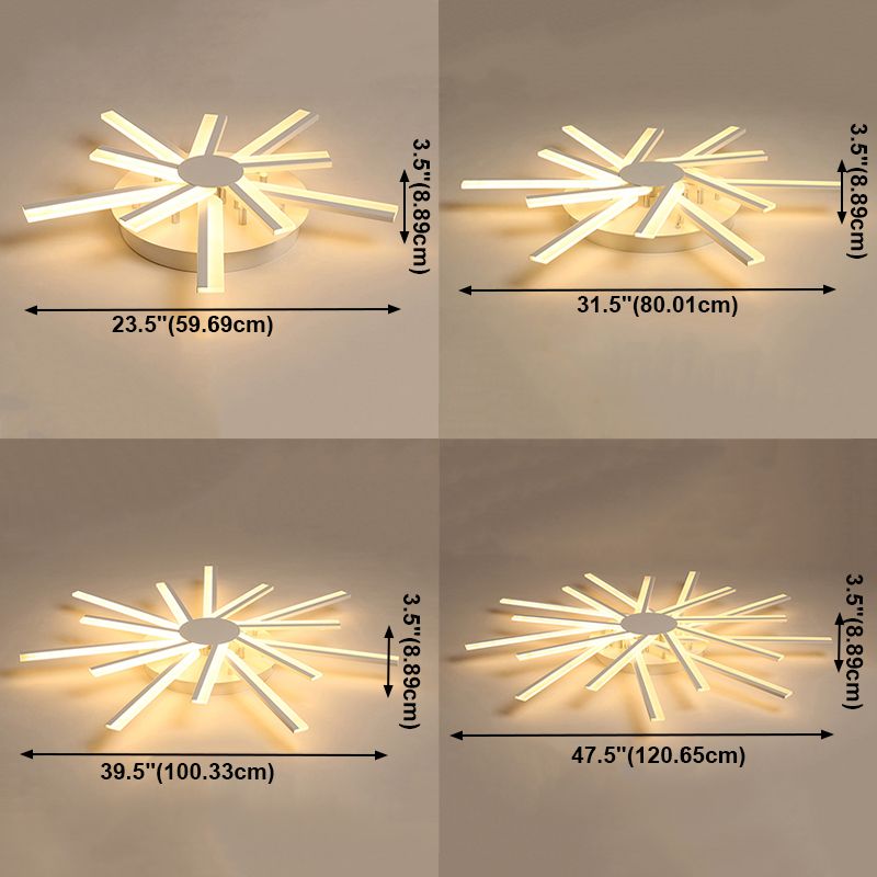 Line Shape LED Ceiling Lamp Modern Iron Flush Mount for Living Room Bedroom