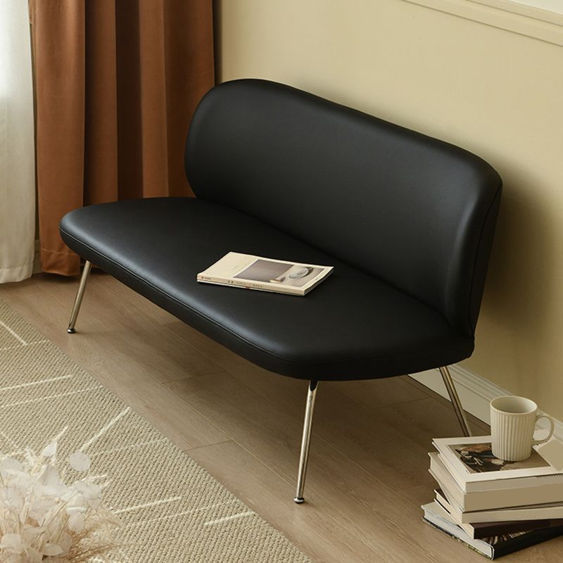Faux Leather Modern Settee 2-seat Armless Seating in Black/Green
