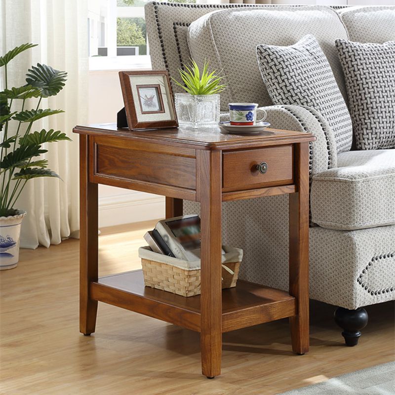 4 Legs Base Black Walnut/walnut Rectangle in Ash Wood Side Table