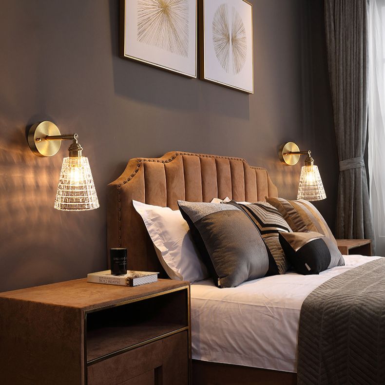 Mid Century Barrel Wall Mount Lighting Clear Glass Wall Mounted Light Fixture for Bedroom