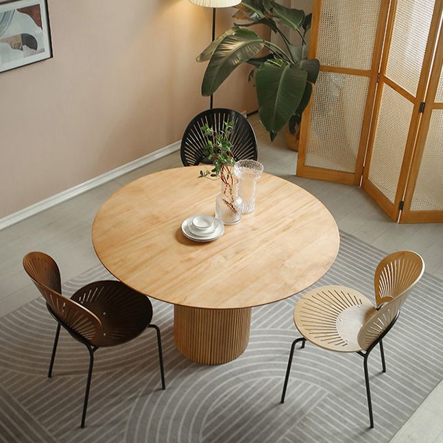 Pine Solid Wood Pedestal Dinette Table Simplicity Dining Table Round for Home