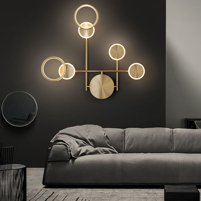 1-Light Modern Nordic Wall Lights Copper Wall Mounted Lamps for Bedroom