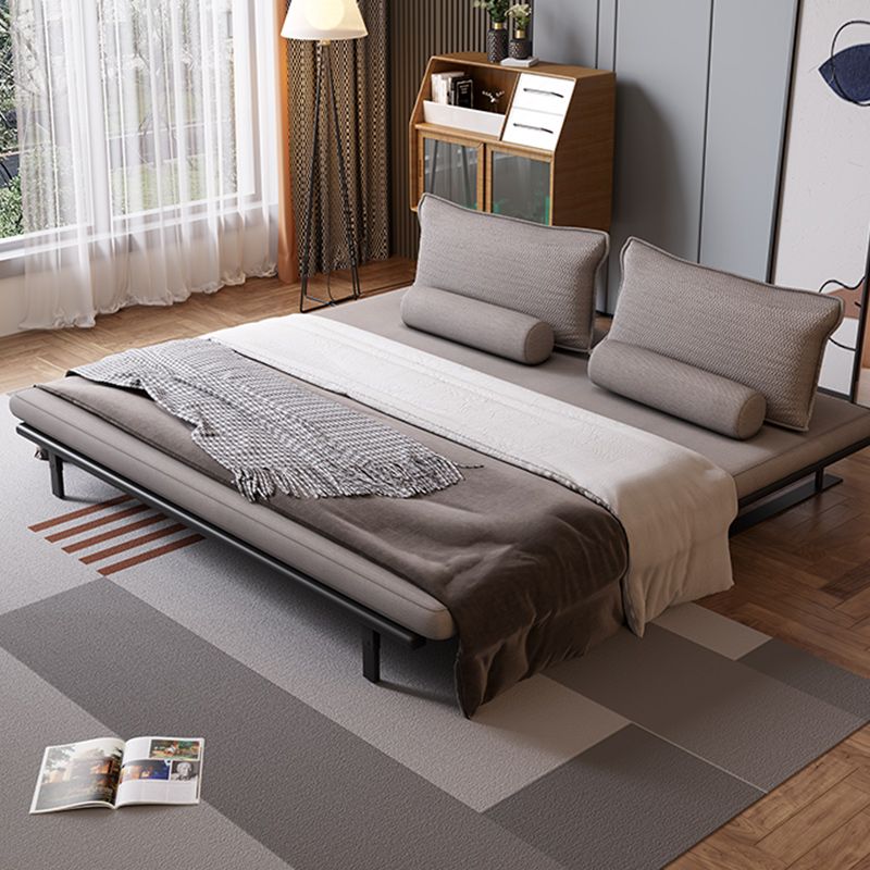 Modern Style Convertible Sofa Round Arm Upholstered Sofa Bed with Mattress