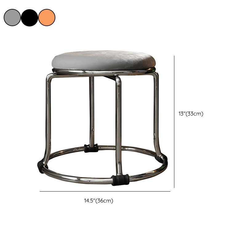 Glam Ottoman Velvet Fade Resistant Solid Color Round Ottoman with Metal Legs