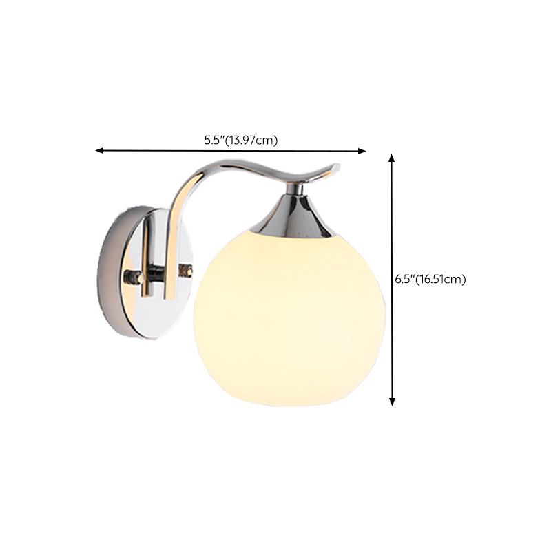 White Globe Shaded Wall Light Modern Glass Lighting for Home