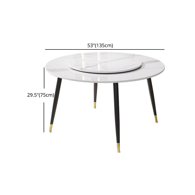 1/4/7 Pcs Metal Modern Dining Room Set with Round Table and Steel Legs Dining Set