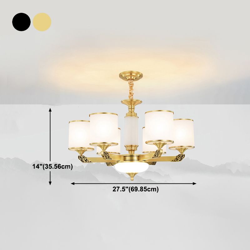 Multi Light Cylindrical Hanging Pendant Modern Style Glass Hanging Lighting for Bedroom