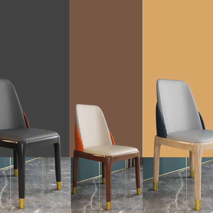 Chaises de style nordique Polyuréthane Parsons Chaise de salle à manger avec des jambes en bois pour la cuisine