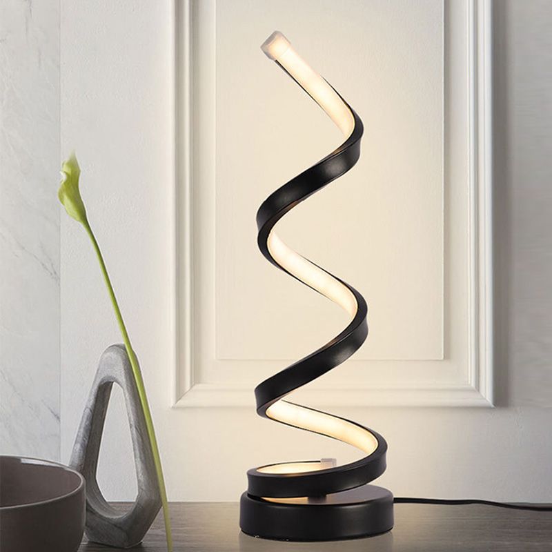Spiral Night Table Light Contemporary Style Metal LED Table Light for Bedroom