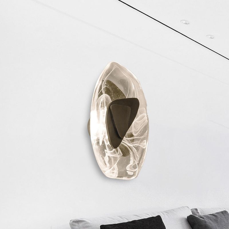 Geometric Crystal Wall Light Simple LED Dining Room Wall Sconce Lighting in Black/Brown/Gold, Warm/White Light