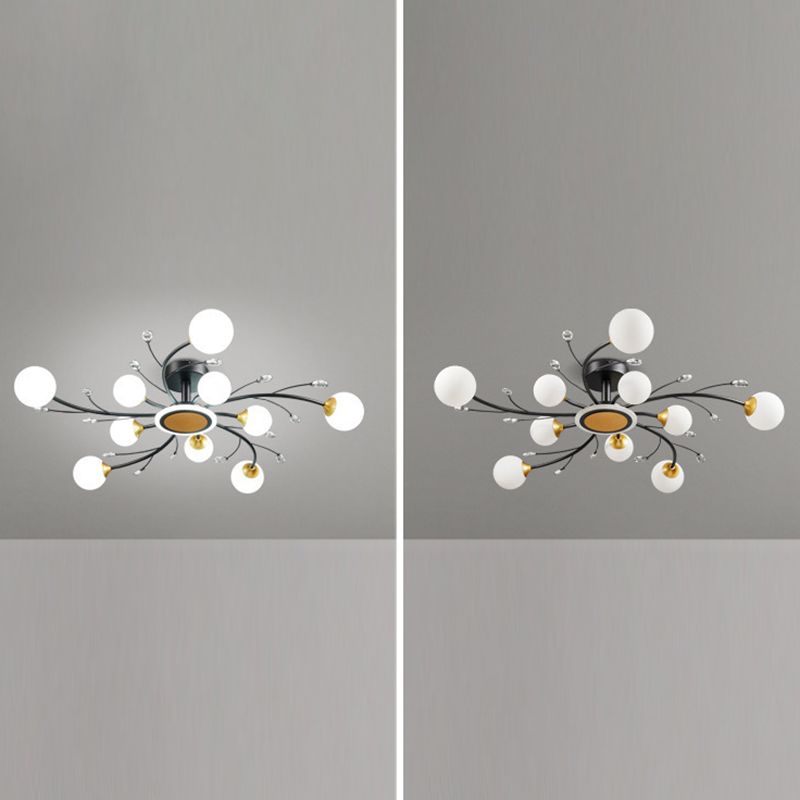 Plafonnier Simplicity en métal, éclairage semi-monté pour chambre à coucher, noir