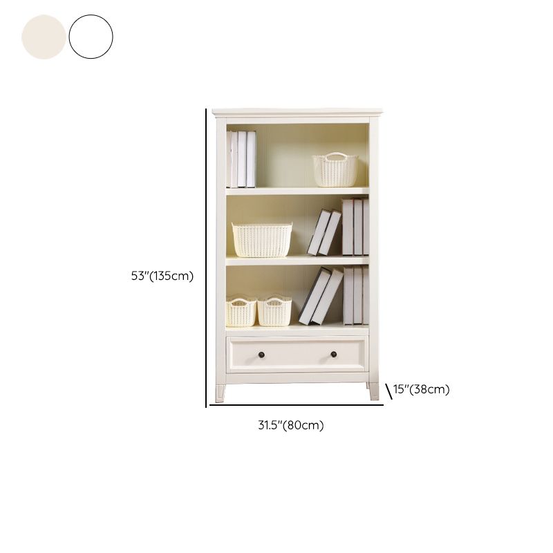 Modern Style Closed Back Bookcase Standard Wooden Bookshelf in White
