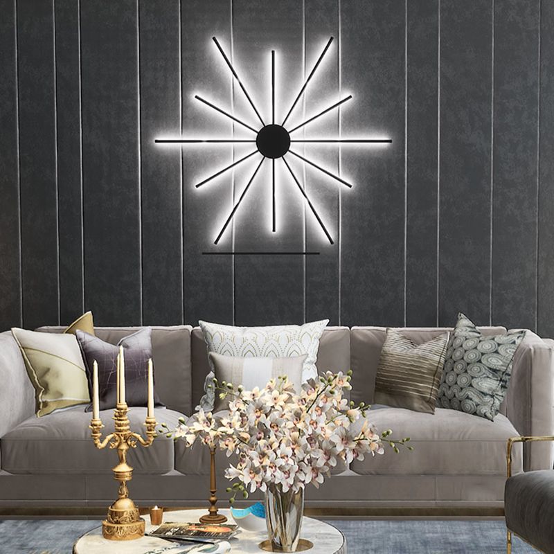 Postmodern Metal Black Wall Sconce Multi Light Led Wall Mounted Light for Bedroom