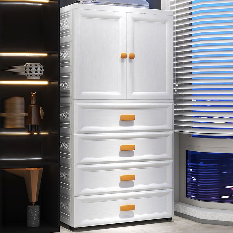 Modern Plastic Storage Cabinet for Bedroom Matte Finish Cabinet with Hinged Door
