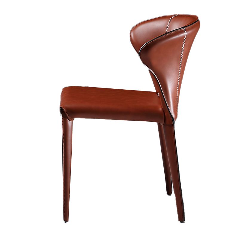 Indoor Wingback Parsons Chair Upholstered Faux Leather Side Chair