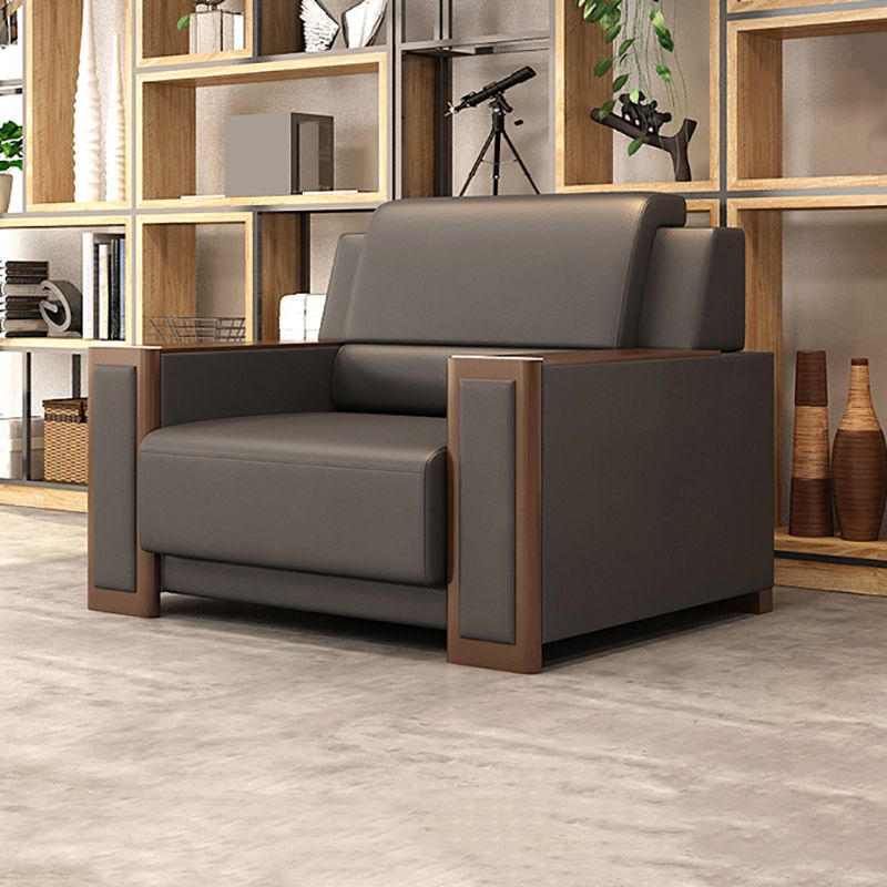 Contemporary Tight Back Single Cushion Seat Sofa 35.43"High Square Arm Sofa, Gray