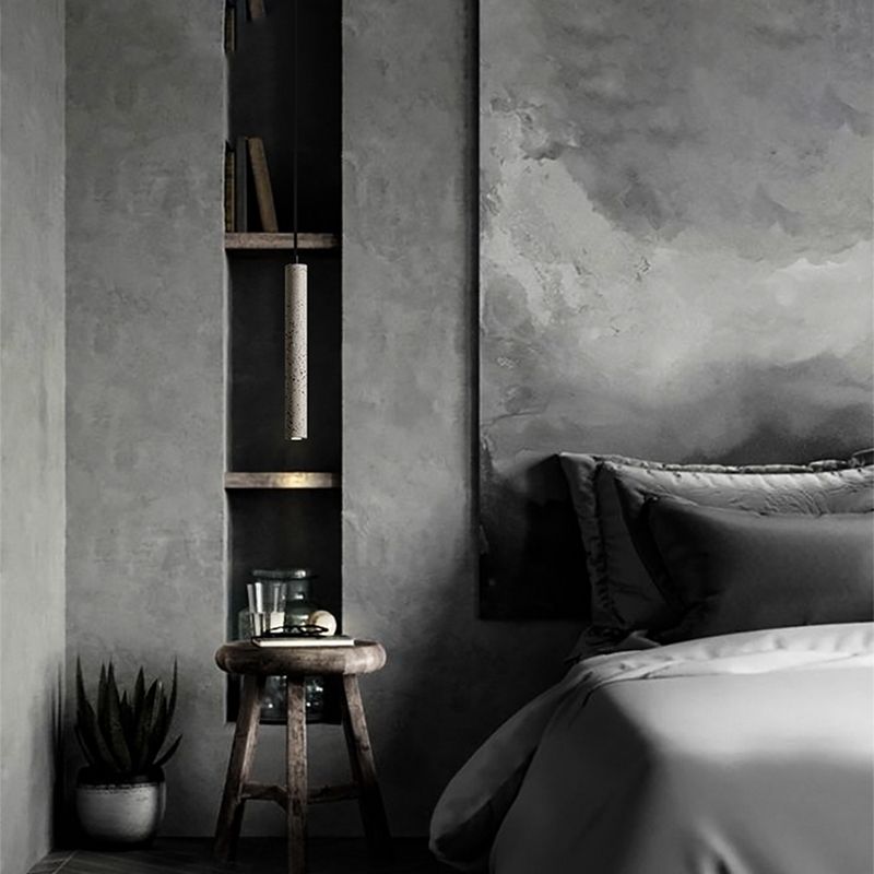 Modern Style Hanging Light Fixture 1-Light Pendant Lamp with Stone Shade for Living Room