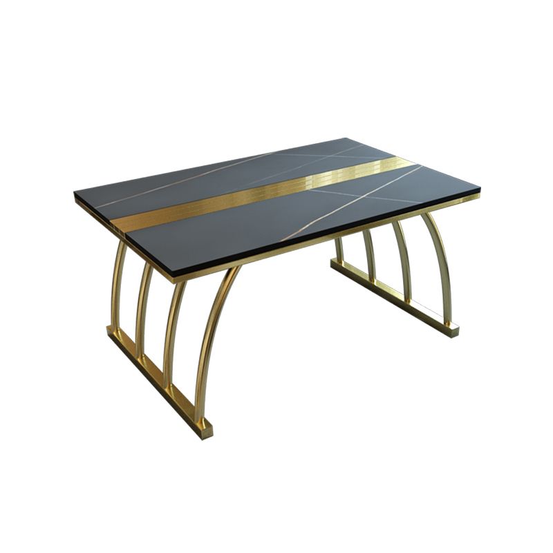 Glam 11.8" H Rectangle Slate Coffee Table Steel Sled Cocktail Table