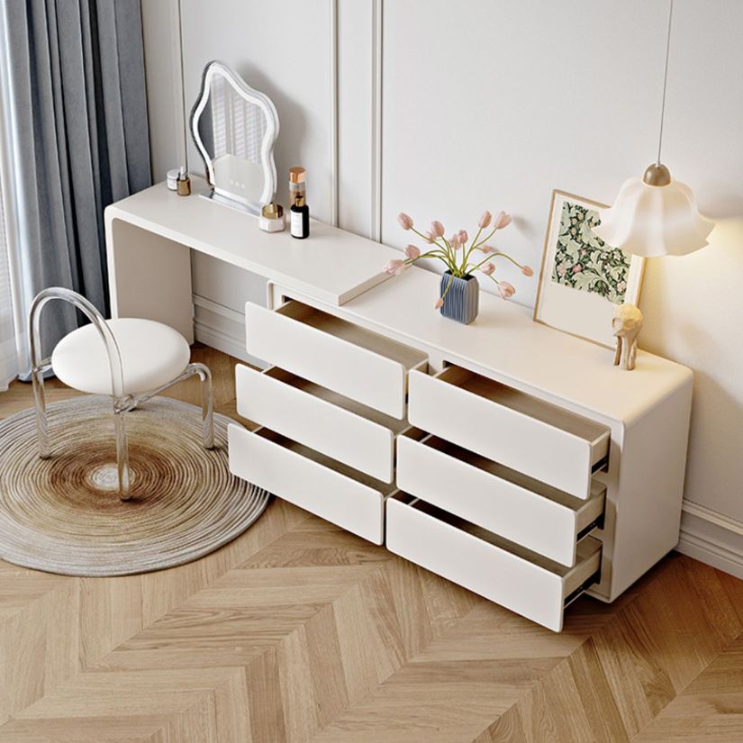 White Wooden Lighted Mirror With Drawer Bedroom Vanity Dressing Table