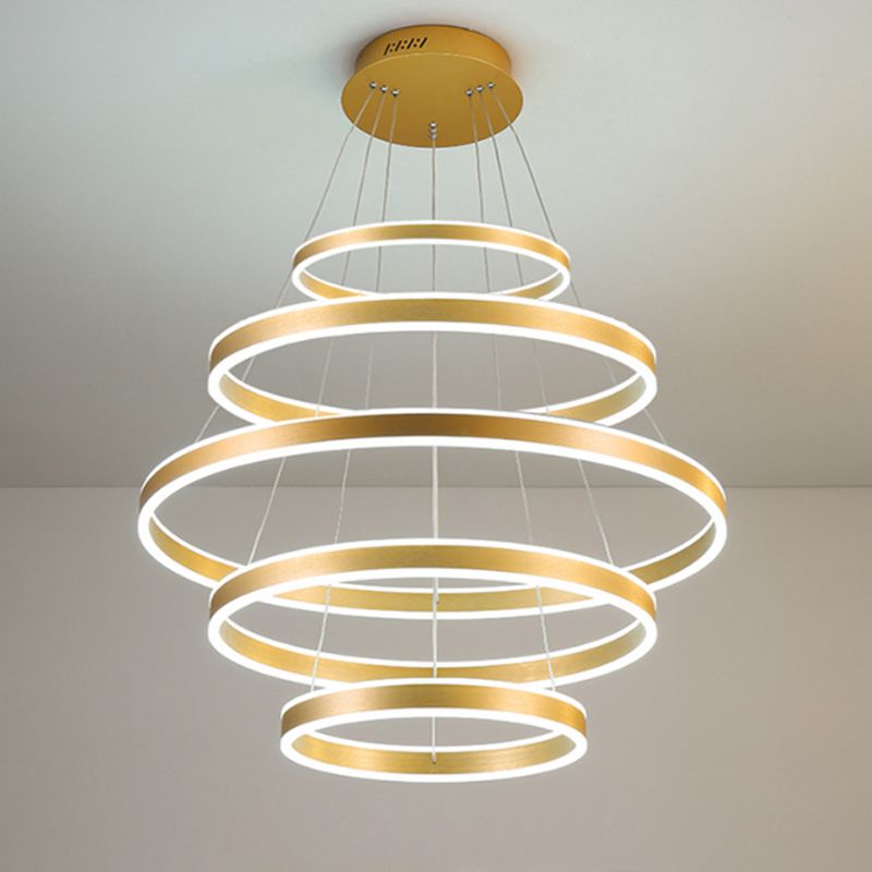 Lampada per appennata a led minimalista Black/Gold/Coffee 3 Circle a livello lampadario con ombra acrilica
