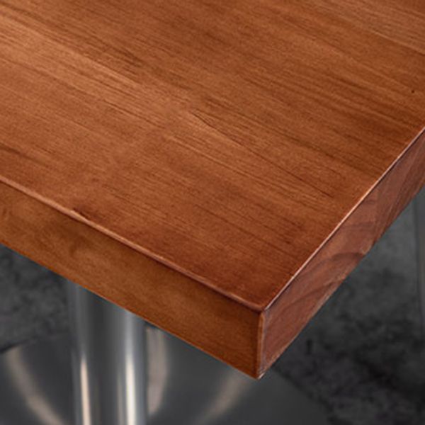 Industrial Style Solid Wood Dining Table Brown Table with Metal Base for Dinning Room