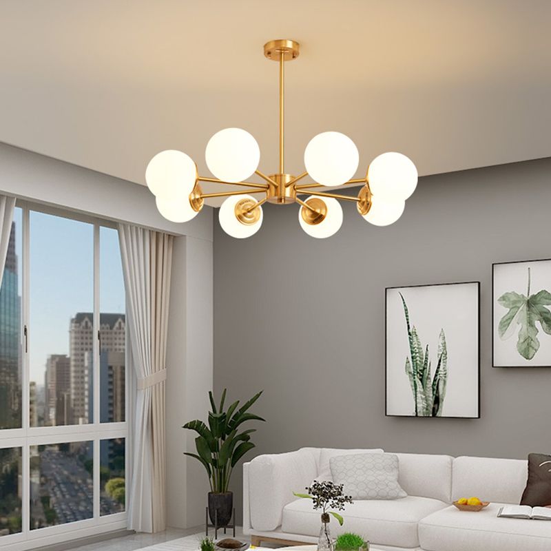 Nordic Style Molecular Styling Chandelier White Glass Orb Multi-light Pendant Lamp for Dining Room