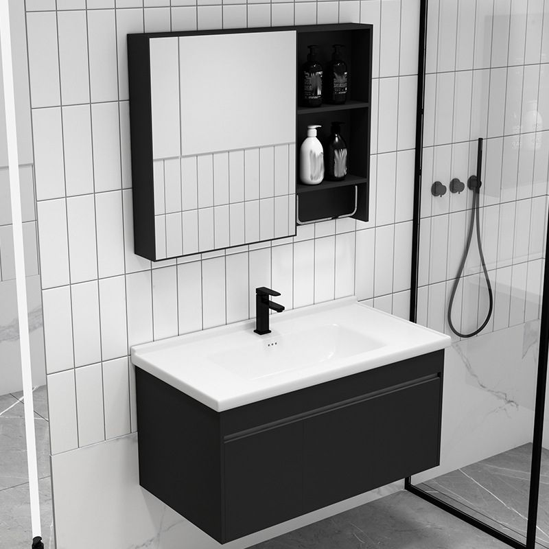 Contemporary Black Bath Vanity Metal Open Console with Sink Set