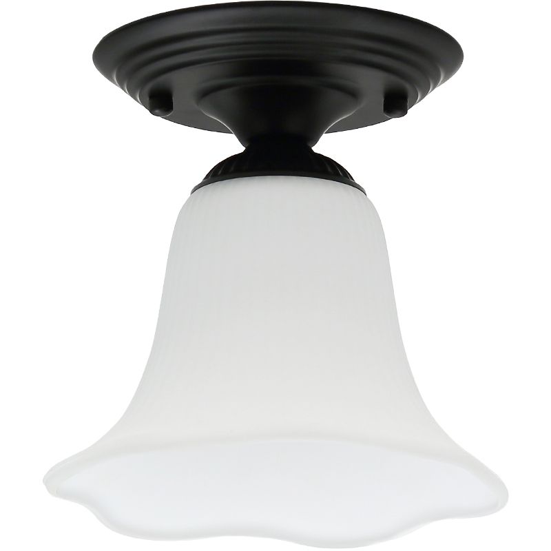 Black Close to Ceiling Light Simple-Style Glass Shade Semi Flush Mount Ceiling Light