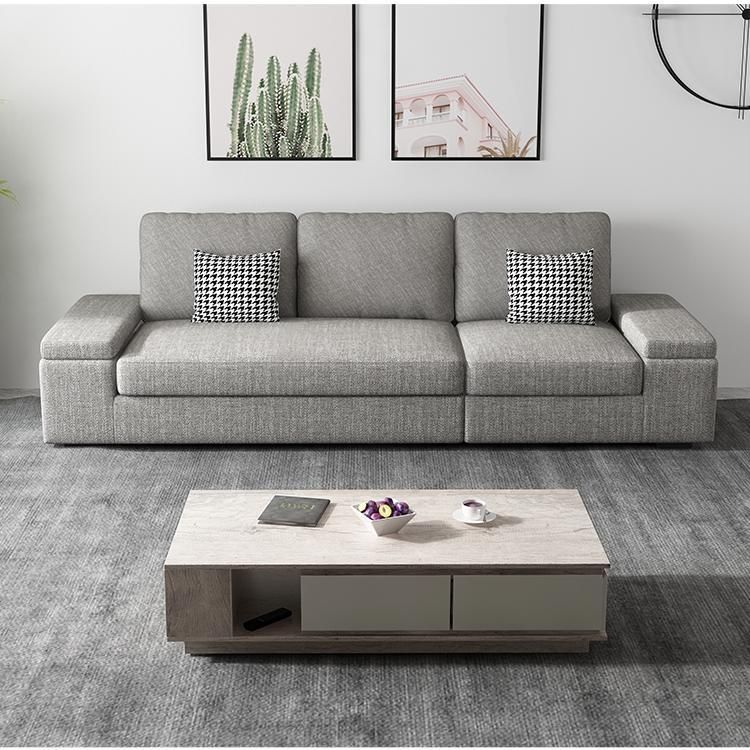 Stationary with Storage Slipcovered Square Arm Gray Cushions Sofa