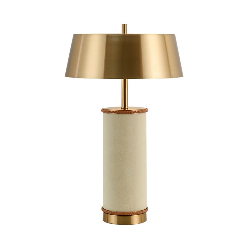 Lampe de table évasée moderniste en métal 1 ampoule petite lampe de bureau en blanc pour salon