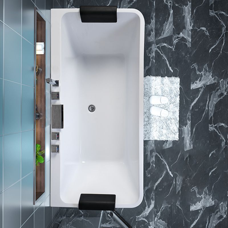 Freestanding Rectangular Bathtub Modern Acrylic Center-Front Drain Placement Tub