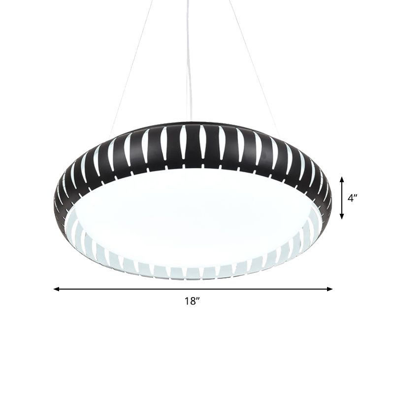 Lámpara moderna de metal de metal de techo redondo LED/negro/blanco en luz cálida/blanca/natural, 18 "/22" de ancho