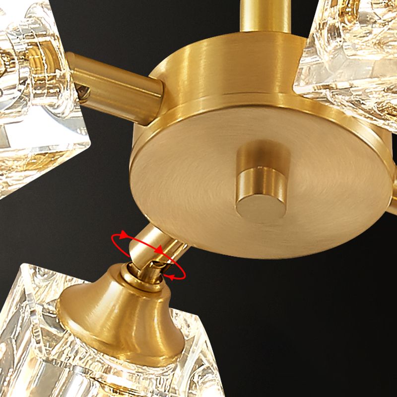 Plafonnier Crystal Simplicity, lampe encastrée à plusieurs têtes pour chambre à coucher
