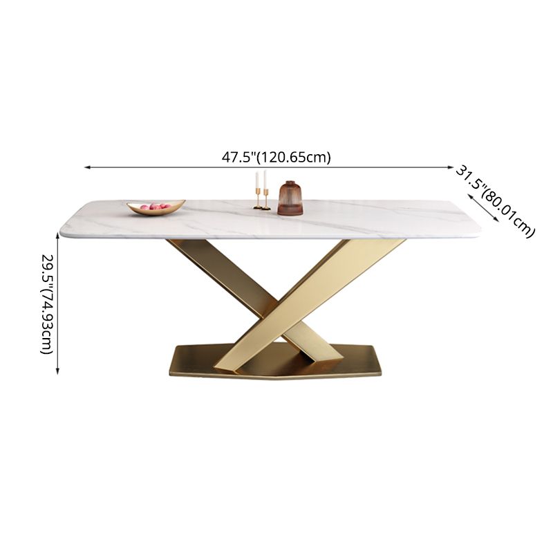 Glam Style Standard Sintered Stone Top Dining Room Set of Rectangle Shape for Kitchen Table Set
