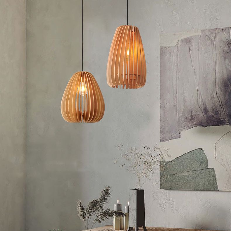 Lampada a sospensione a pendente a legna la luce del soffitto a 1 luce contemporanea per sala da pranzo
