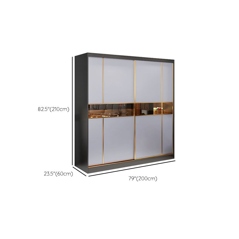 Engineered Wood Wardrobe Cabinet Contemporary Grey Wardrobe Armoire