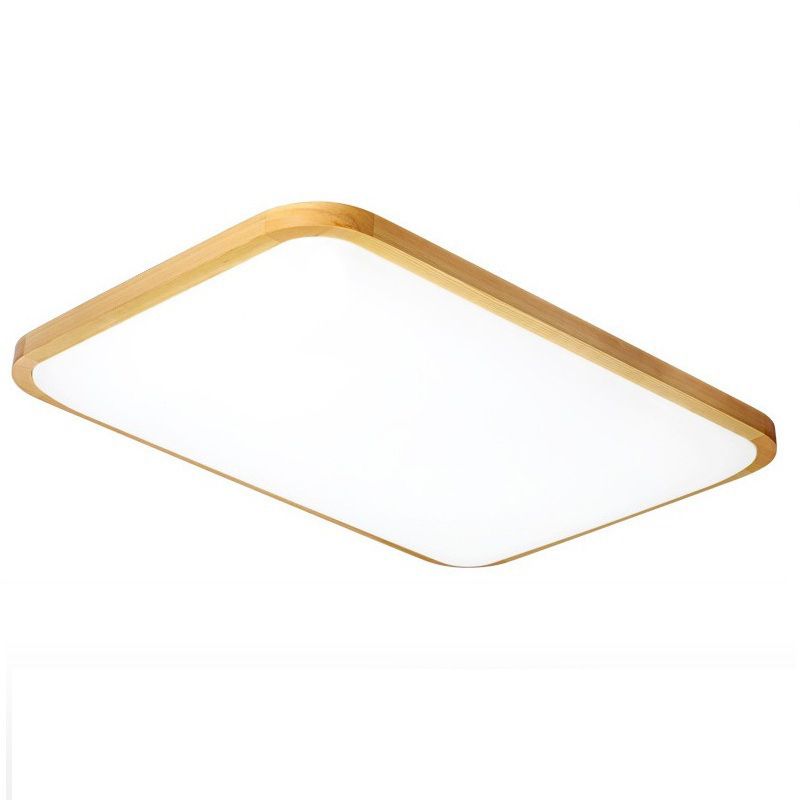 Rechteckige Deckenleuchte aus Holz mit abgerundeten Ecken, moderne LED-Einbauleuchte für Schlafzimmer