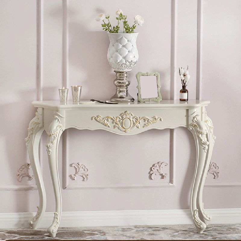 French Country Sofa Table Reclaimed Wood Rectangle 4 Legs White Console Table