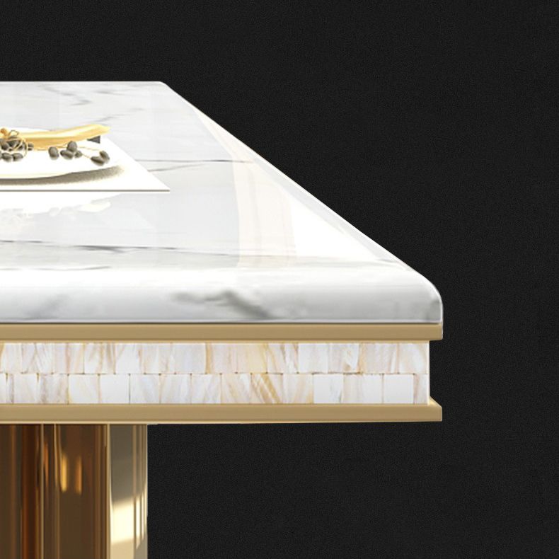 Glam Faux Marble Dining Table Dining Rectangle Table with Metal Legs for Home