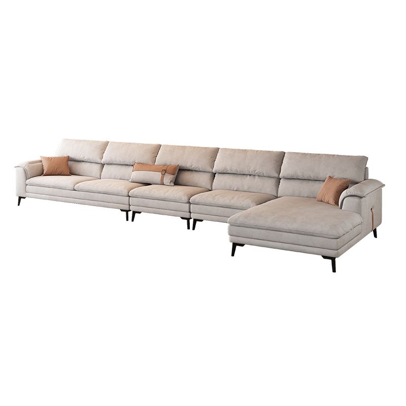 Modern Grey Faux Leather Sofa & Chaise Pillow Top Arm Sofa - 36.22" H