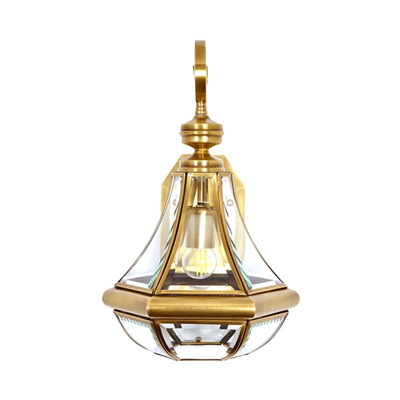 1 Bulb Gourd Sconce Lamp Tradition Clear/Textured White/Cream Glass Wall Lighting Fixture for Bedside