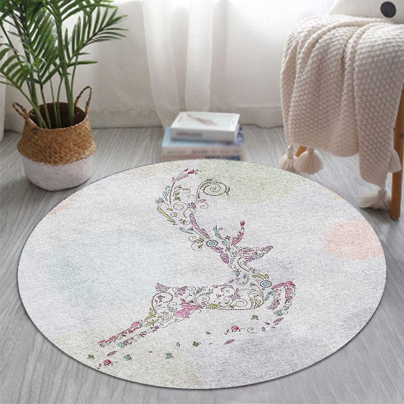 Fresh Simplicity Round Rug Multicolored Stylish Indoor Carpet Polyester Anti-Slip Backing Rug for Home Decoration