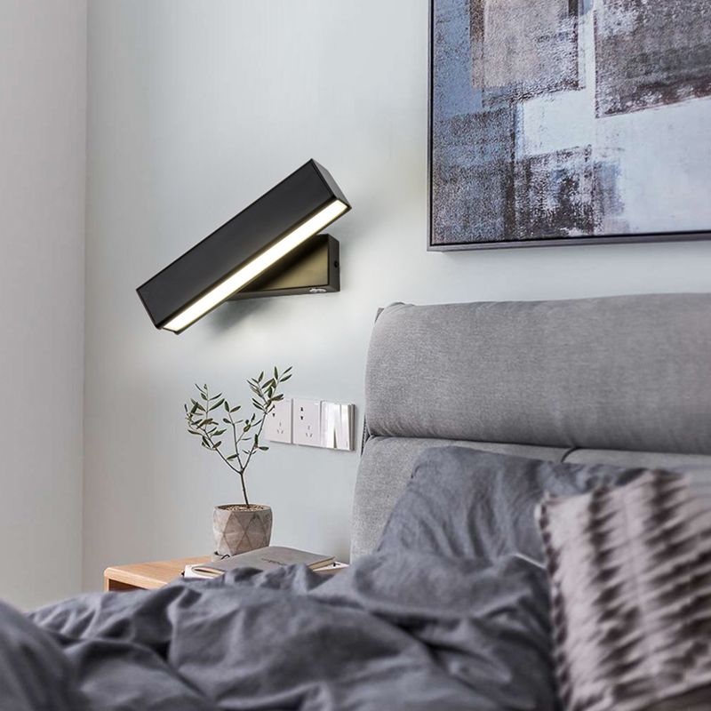 Rotatable Rectangle Wall Light Modern Style Metal 1-Light Wall Mount Light