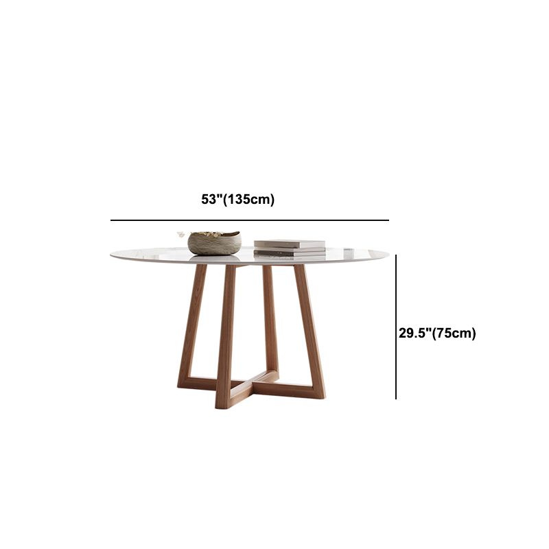 Round Dining Table Modern Stone Top Dining Table with Wood Base